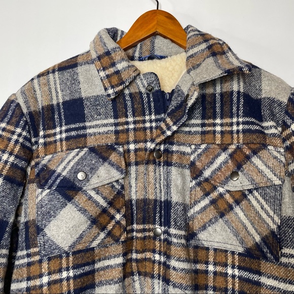 Vtg Northern Summit Mens Wool Blend Sherpa Lined Plaid Jacket Large 42/44 - Picture 3 of 7